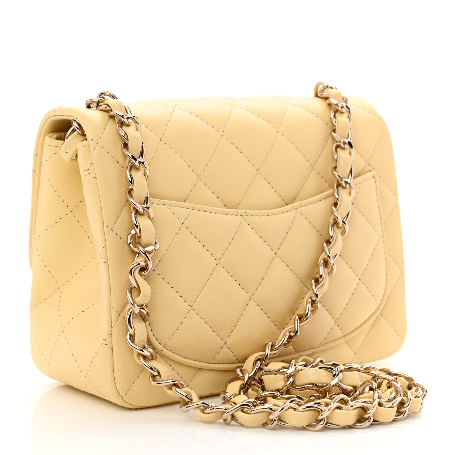 Chanel Lambskin Quilted Mini Square Flap Light Yellow 3 of 10
