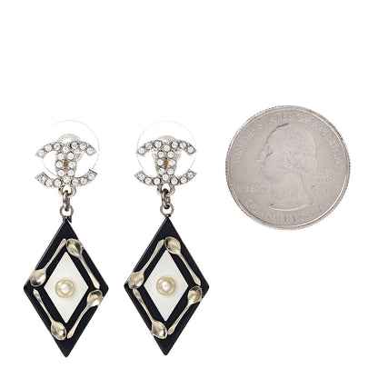 Chanel Resin Crystal Spoon Brasserie CC Drop Earrings Black White 2 of 5