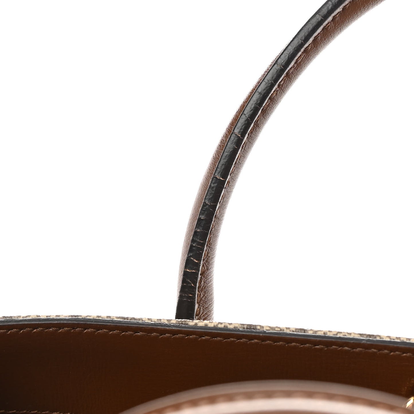 GG Supreme Monogram Azalea Calfskin Small Retro Interlocking G Tote Bag Beige Ebony Brown Sugar