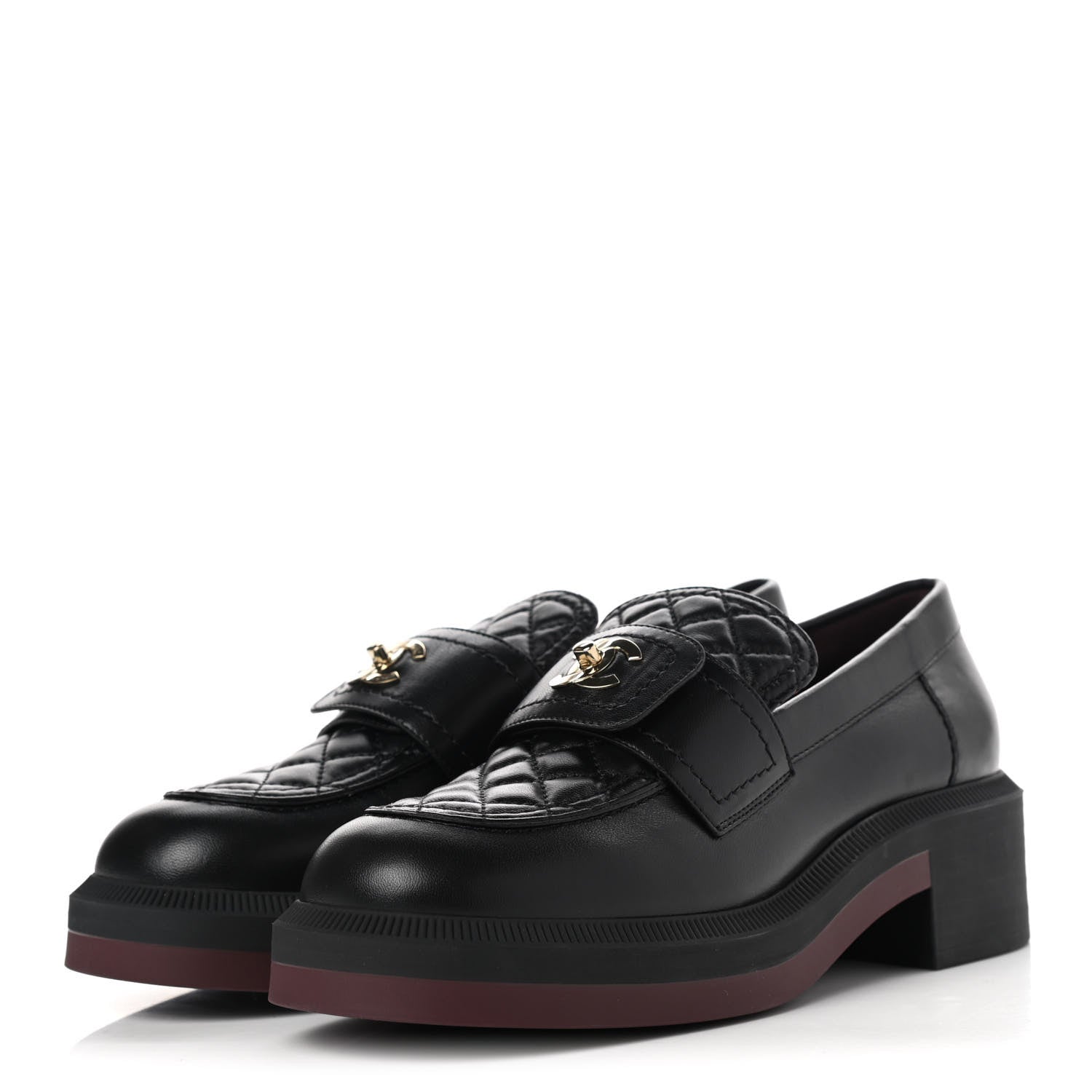 Chanel Lambskin Quilted CC Turnlock Loafers 37 Black 3 of 10