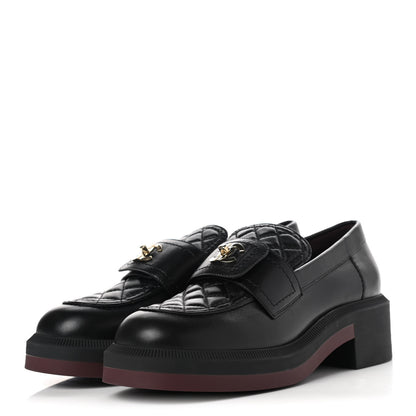 Chanel Lambskin Quilted CC Turnlock Loafers 37 Black 3 of 10