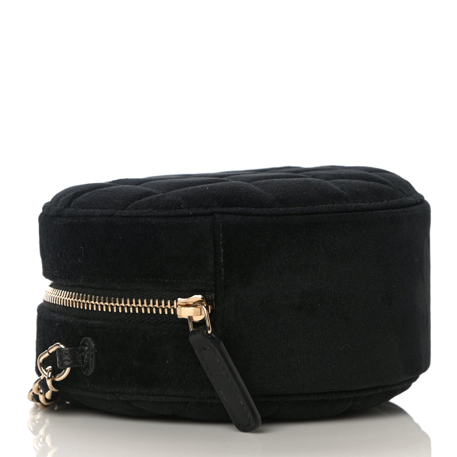 Chanel Velvet Quilted Pearl Crush Round Clutch With Chain Black 3 of 10