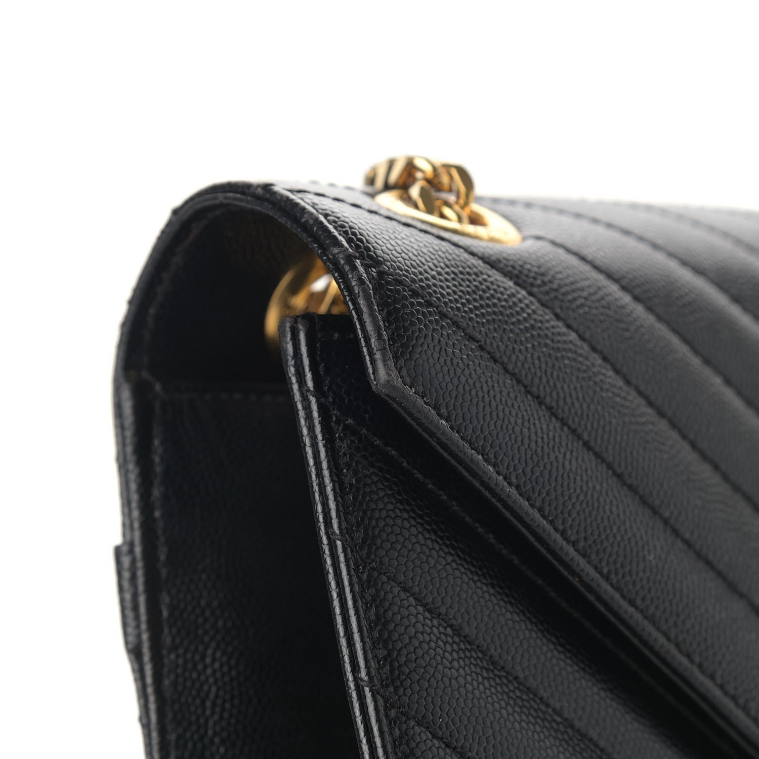 Saint Laurent Grain De Poudre Matelasse Chevron Large Monogram Satchel Black 11 of 17