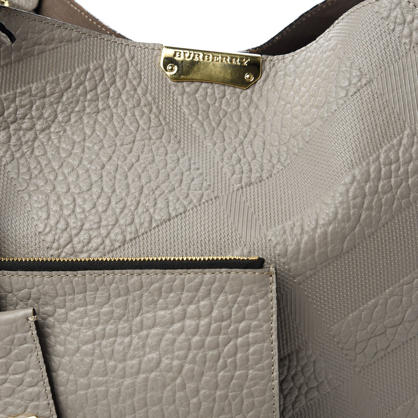 Signature Grain Check Embossed Small Canterbury Tote Grey