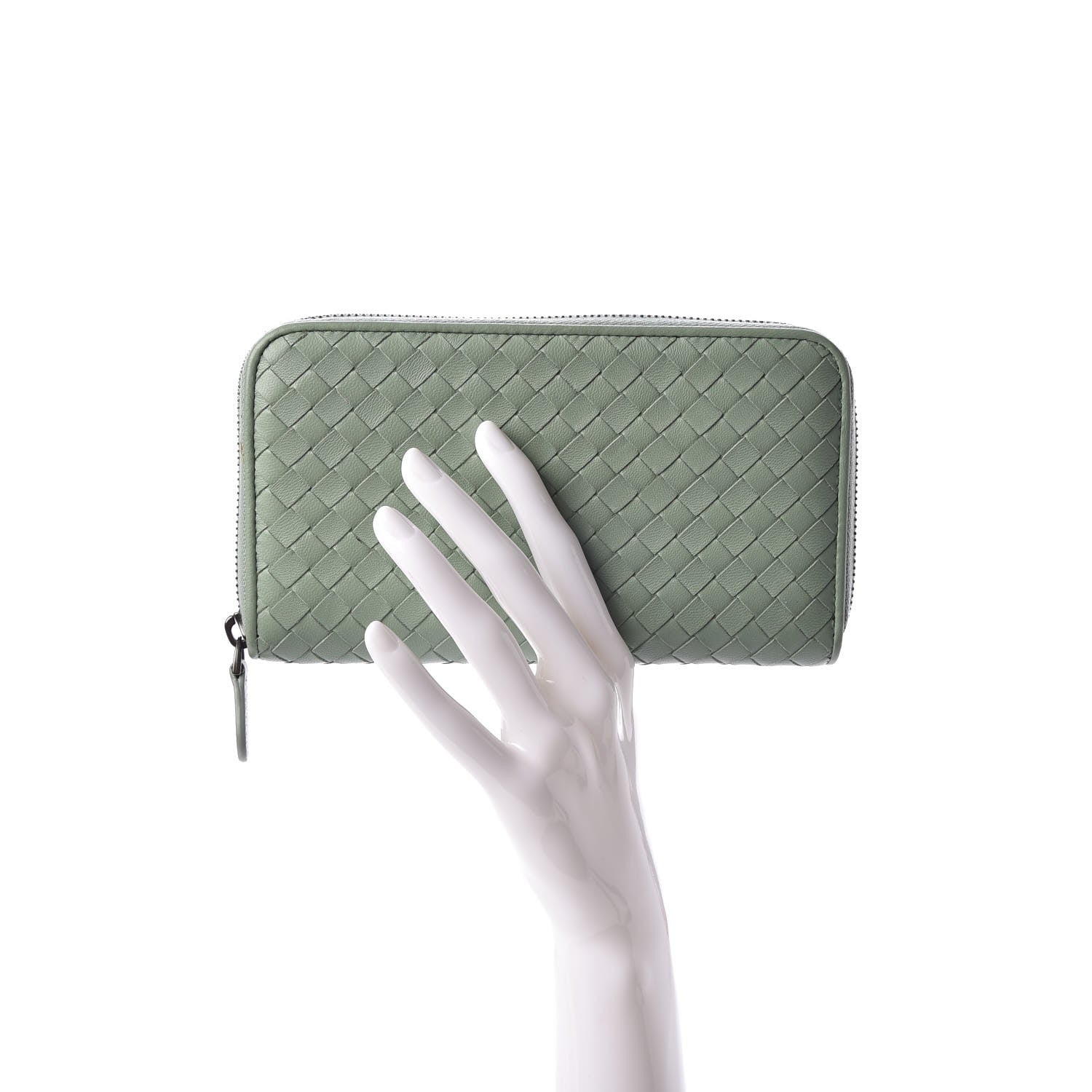 Bottega Veneta Nappa Intrecciato Zip Around Wallet Light Green 2 of 10