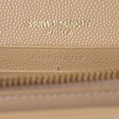 Saint Laurent Grain De Poudre Matelasse Chevron Monogram Chain Wallet Nude Powder 9 of 11