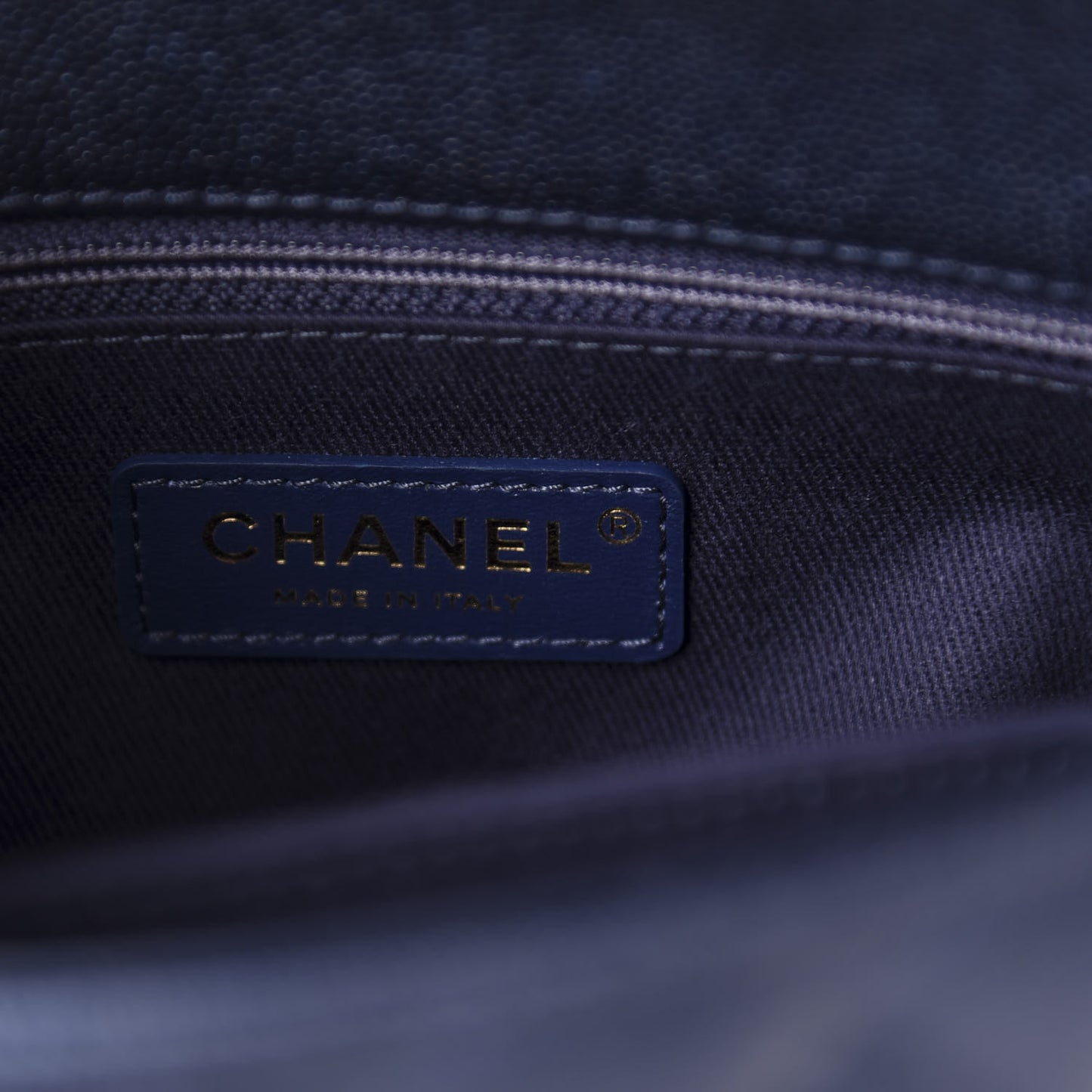 Iridescent Caviar Quilted Mini Coco Handle Flap Dark Blue