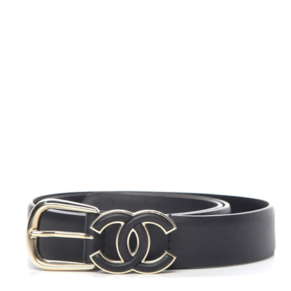 Chanel Calfskin CC Logo Belt 80 32 Black 1 of 8