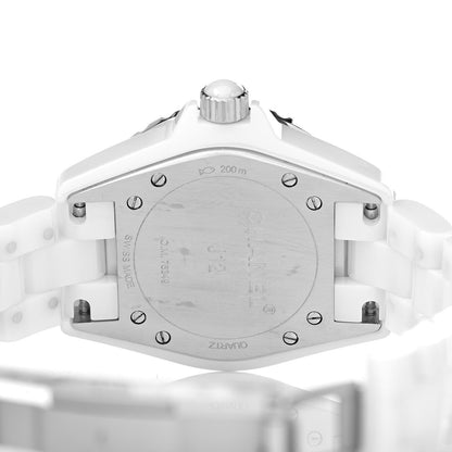 Chanel Stainless Steel Ceramic Diamond 33mm J12 Quartz Watch White 5 of 7