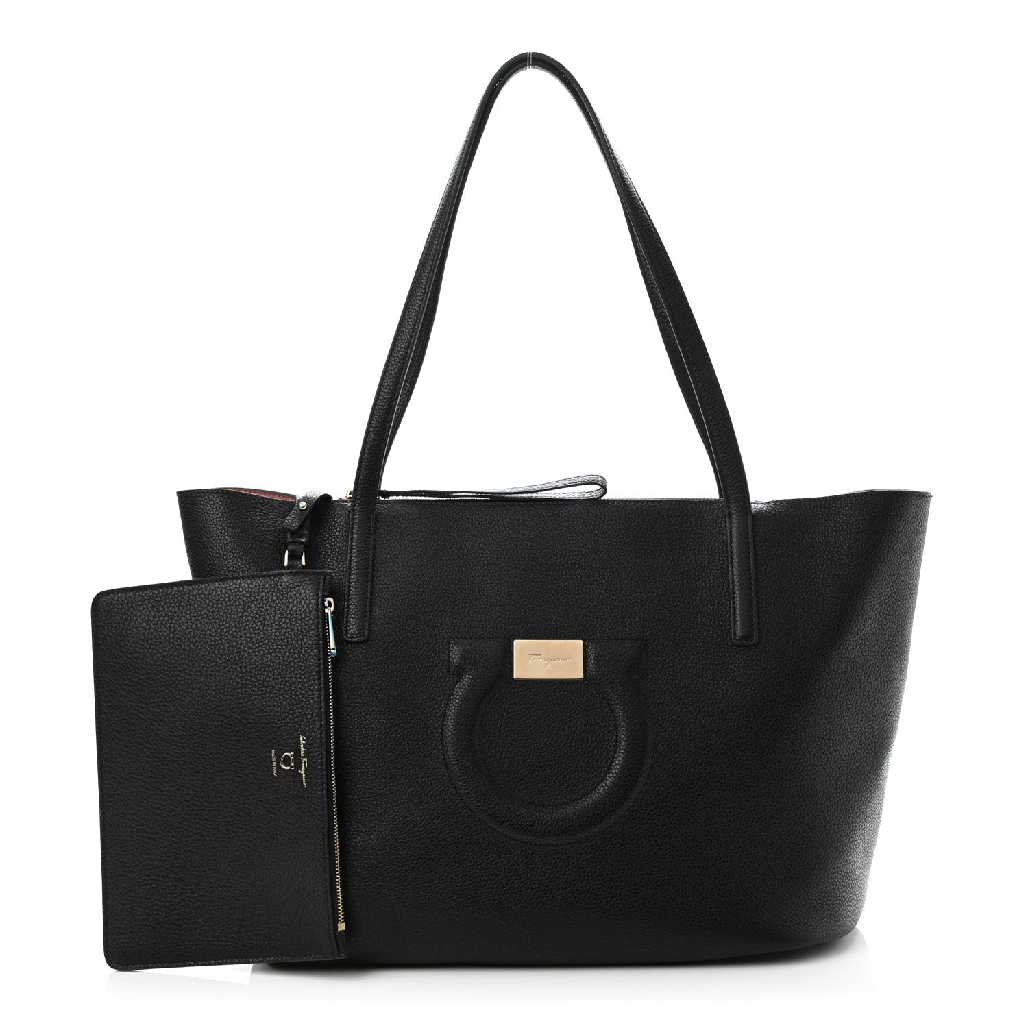 Salvatore Ferragamo Calfskin Medium Gancini Tote Black 1 of 12