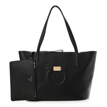 Salvatore Ferragamo Calfskin Medium Gancini Tote Black 1 of 12