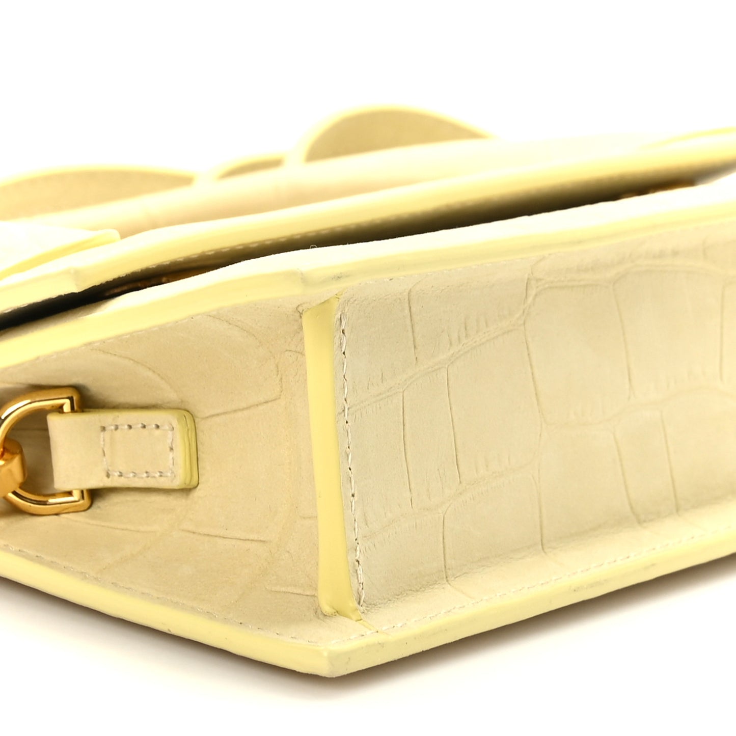 Calfskin Crocodile Embossed Le Chiquito Long Pale Yellow