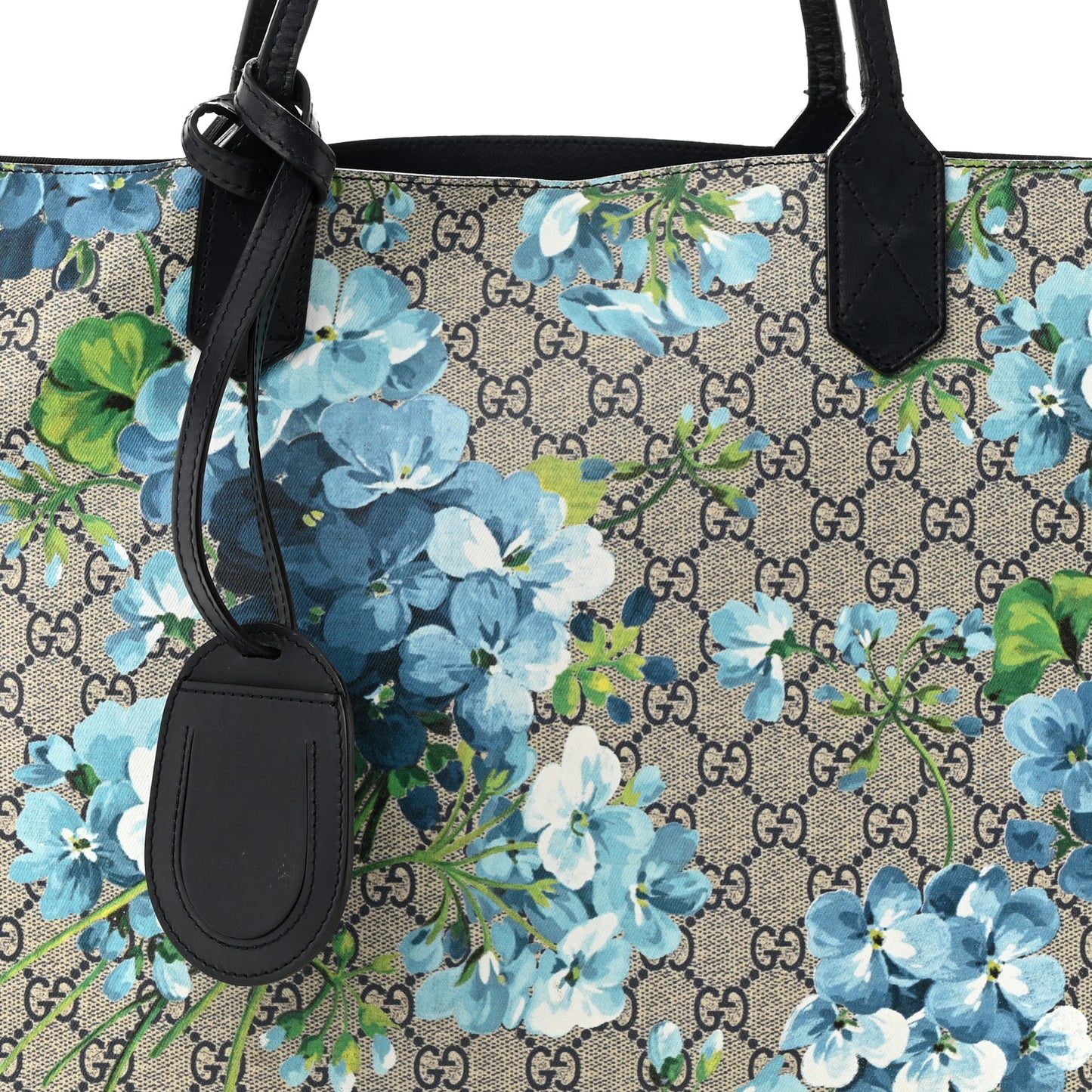 GG Supreme Monogram Blooms Medium Reversible Tote Beige Blue Navy