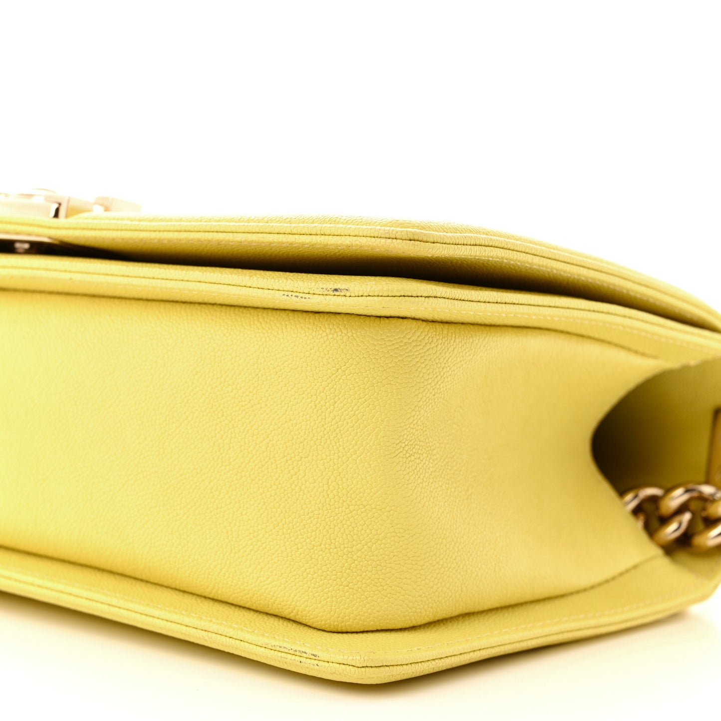 Caviar Chevron Quilted Medium Boy Flap Yellow