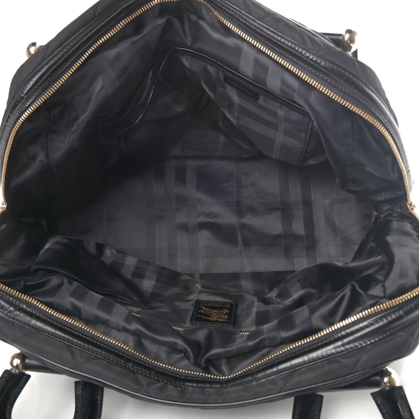 Calfskin Nylon Quilted Manor Top Handle Bag Black
