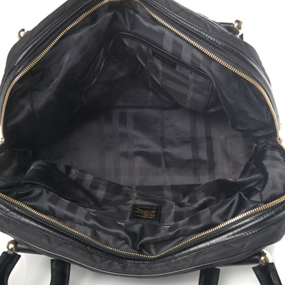 Burberry Calfskin Nylon Quilted Manor Top Handle Bag Black 4 of 5