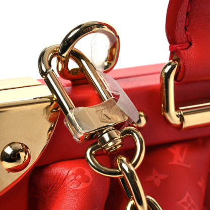 Louis Vuitton Calfskin Nanogram Embossed Clutch Red 10 of 11