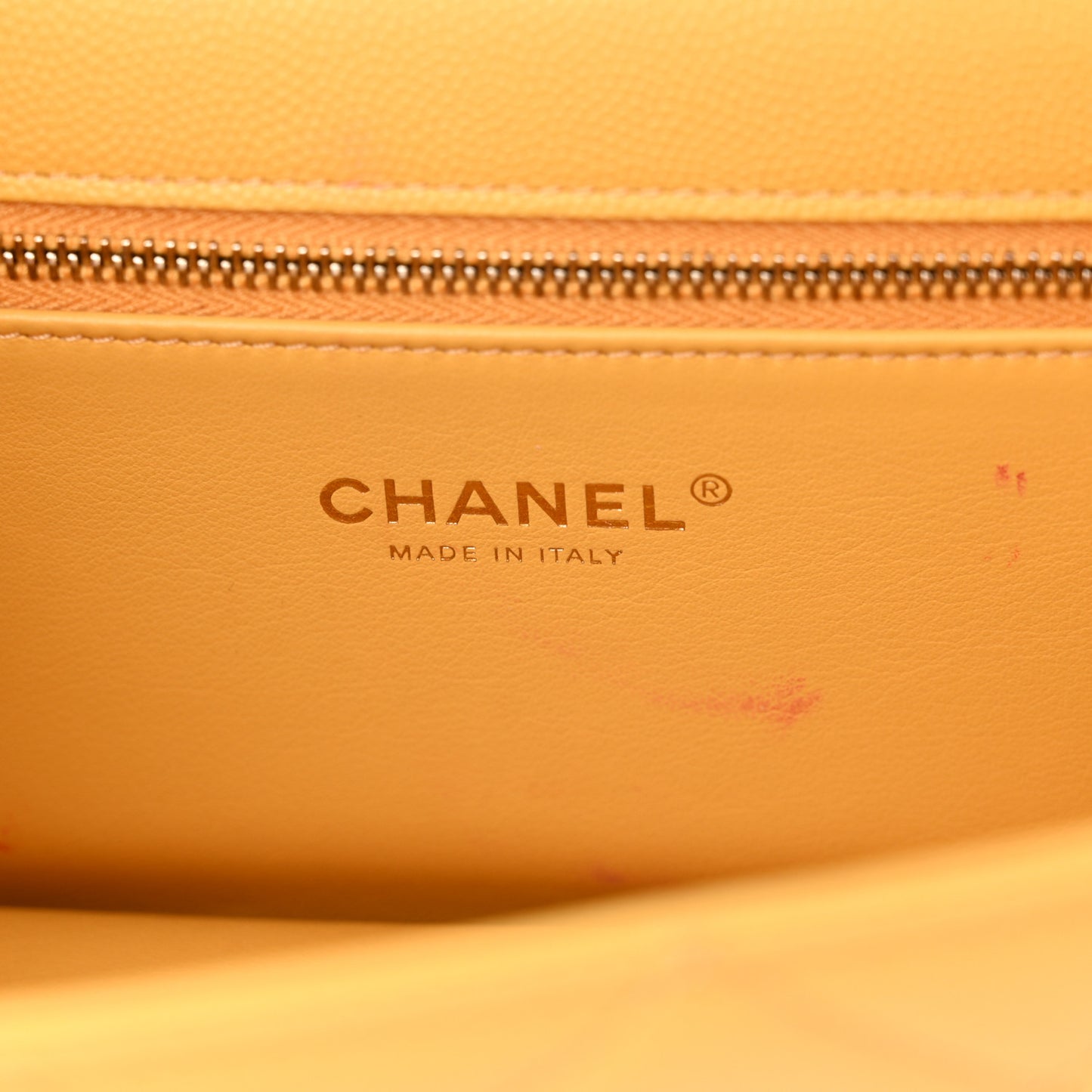 Caviar Quilted Chain Frame Flap Yellow