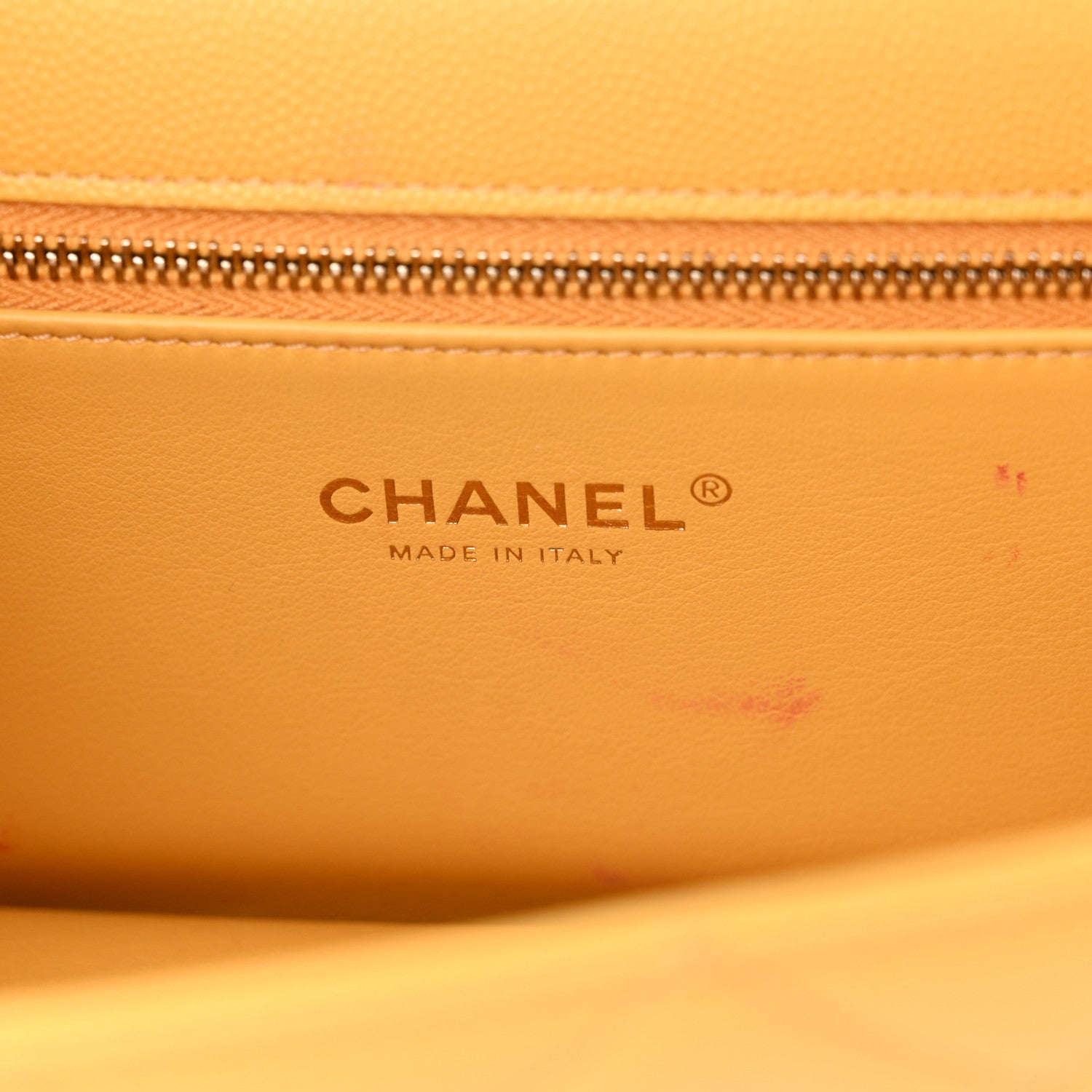 Chanel Caviar Quilted Chain Frame Flap Yellow 6 of 12