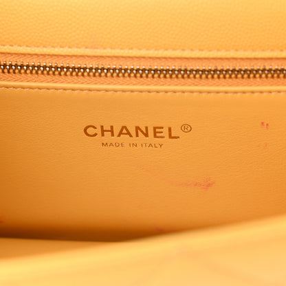 Chanel Caviar Quilted Chain Frame Flap Yellow 6 of 12