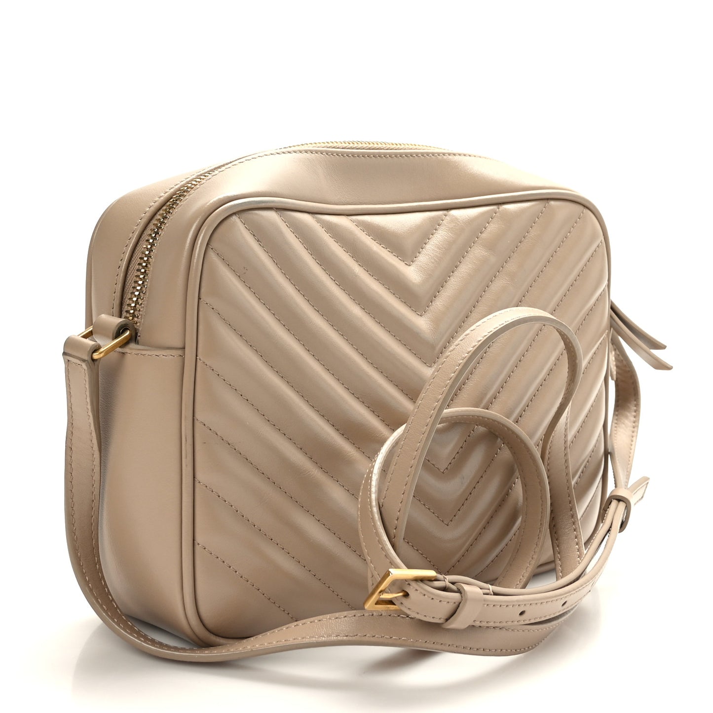 Calfskin Matelasse Monogram Lou Camera Bag Dark Beige