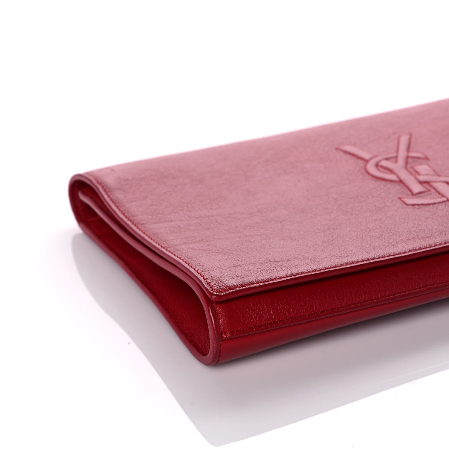 Saint Laurent Calfskin Monogram Large Belle De Jour Clutch Red 8 of 9