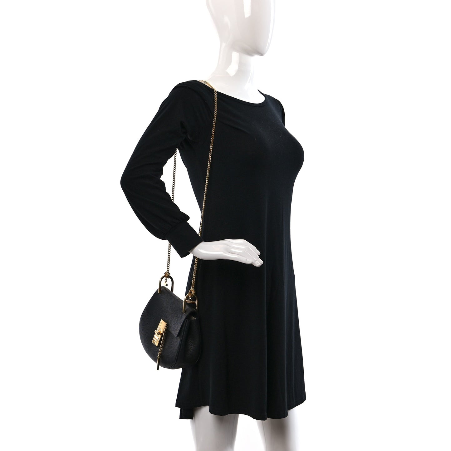 Grained Lambskin Drew Shoulder Bag Black
