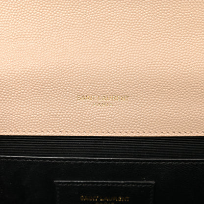 Saint Laurent Grain De Poudre Textured Mixed Matelasse Medium Triquilt Monogram Satchel Dark Beige 7 of 10
