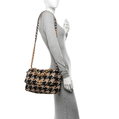 Chanel Tweed Large Chanel 19 Flap Beige Black 2 of 10