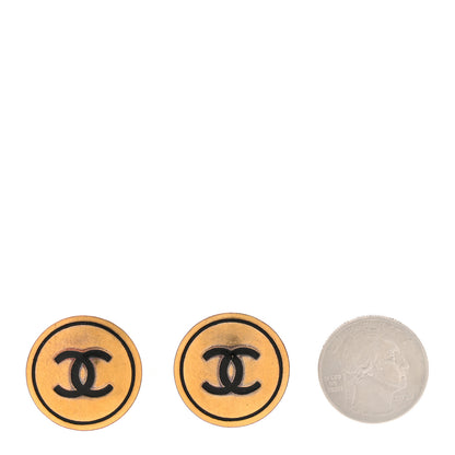 Chanel CC Clip On Earrings Black Gold 2 of 4