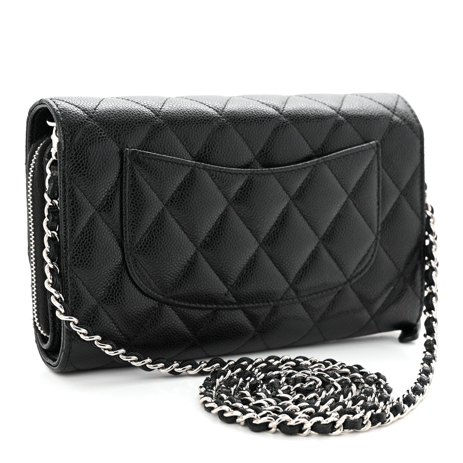 Chanel Caviar Quilted Phone Holder Wallet on Removable Chain Black 3 of 15