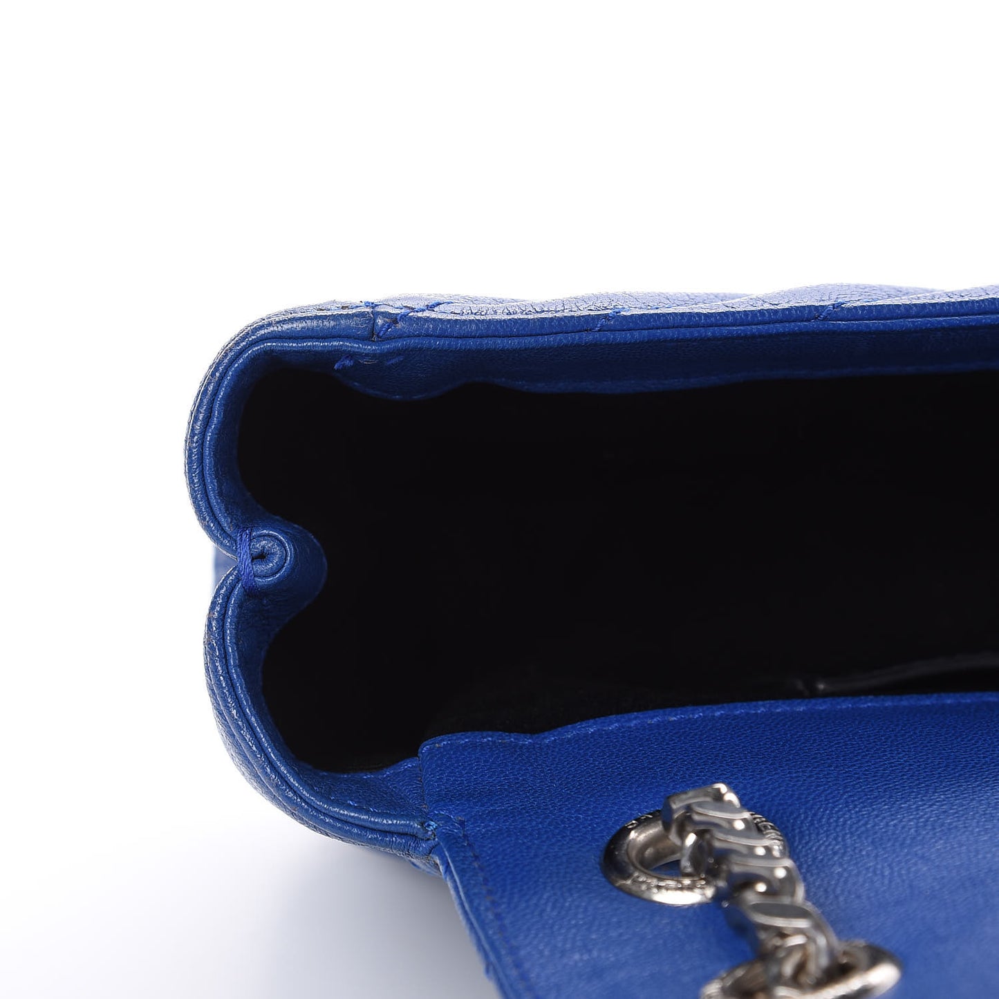 Sheepskin Matelasse Medium Monogram College Punk Chain Satchel Blue Majorelle