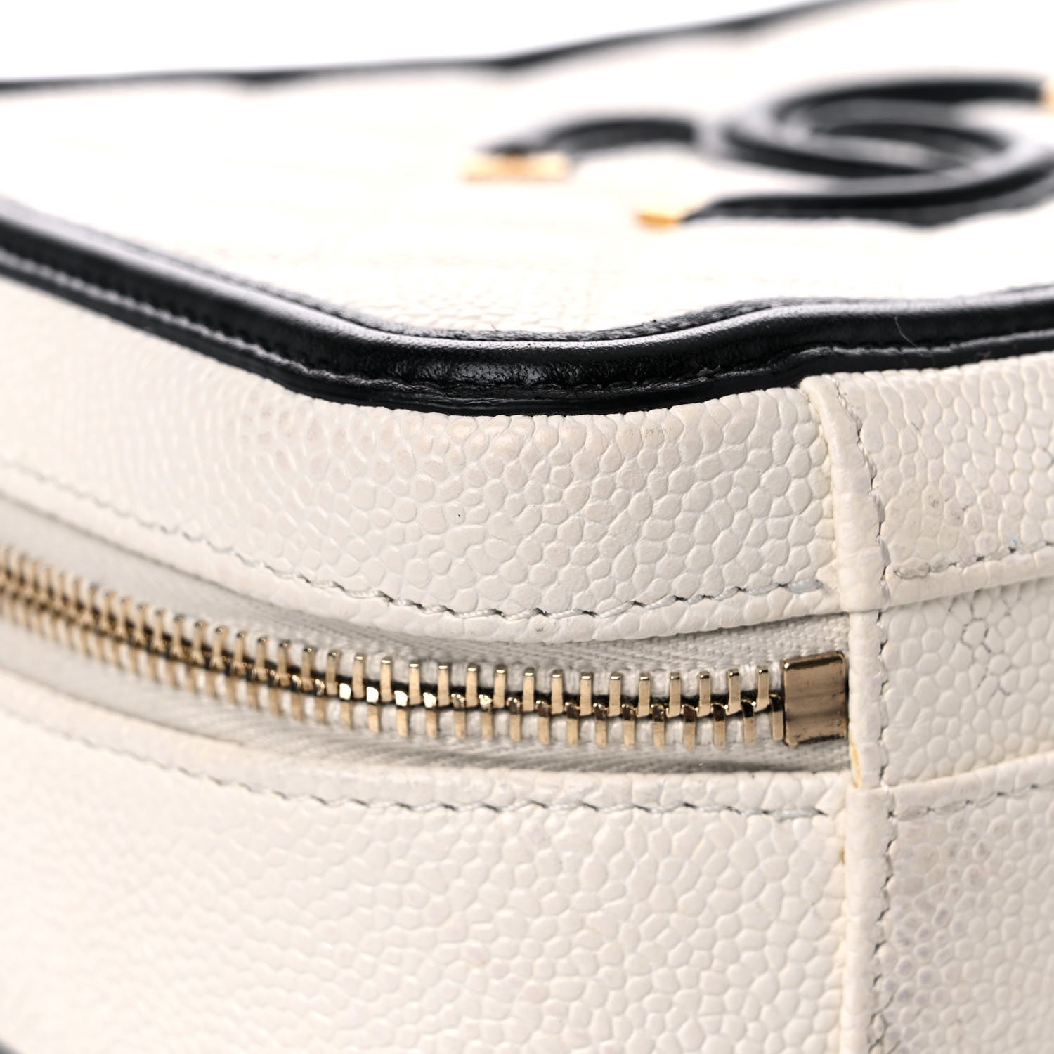 Chanel Caviar Quilted Medium CC Filigree Vanity Case White Black 8 of 19