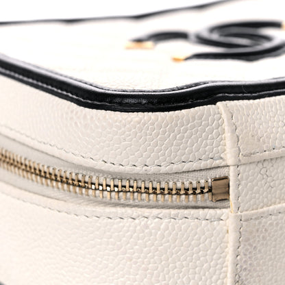Chanel Caviar Quilted Medium CC Filigree Vanity Case White Black 8 of 19