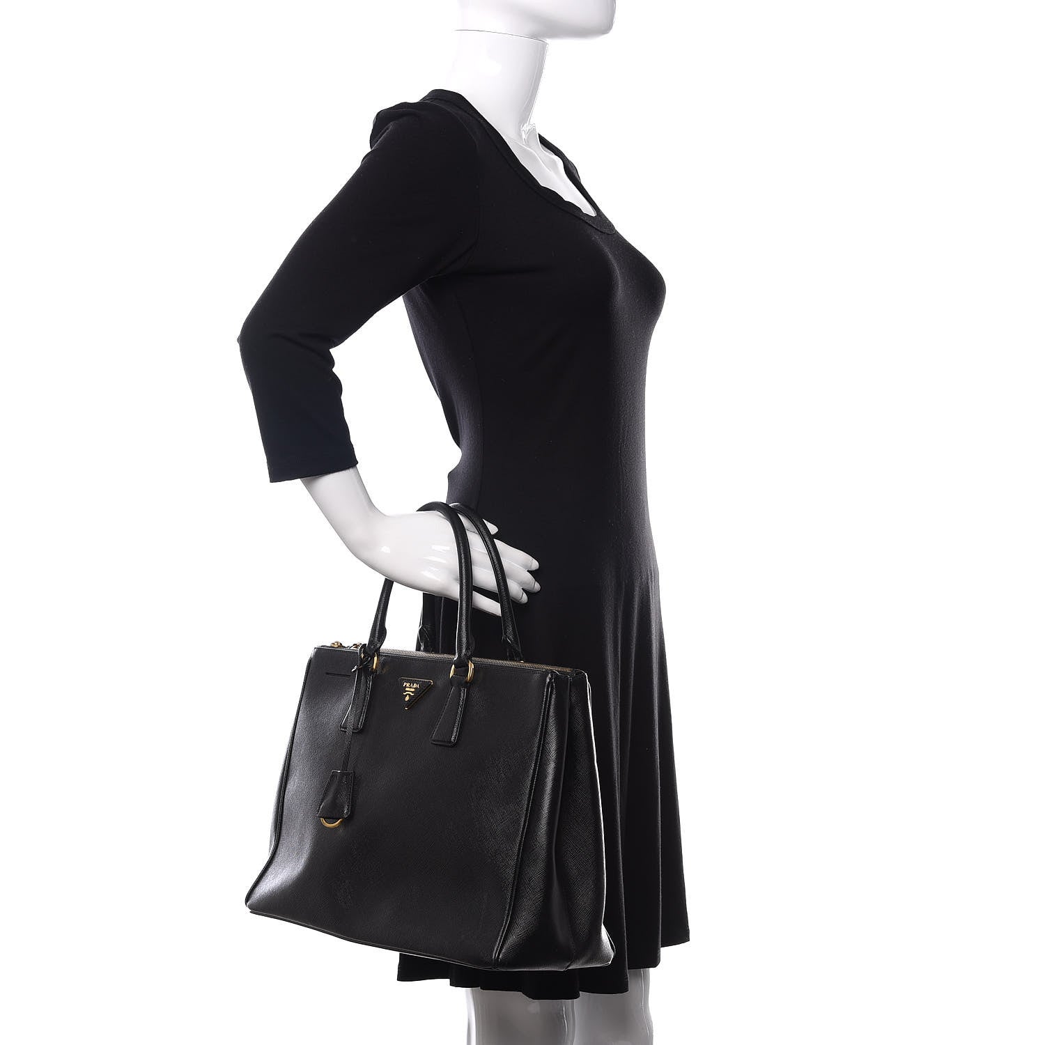 Prada Saffiano Medium Galleria Double Zip Tote Black 2 of 10