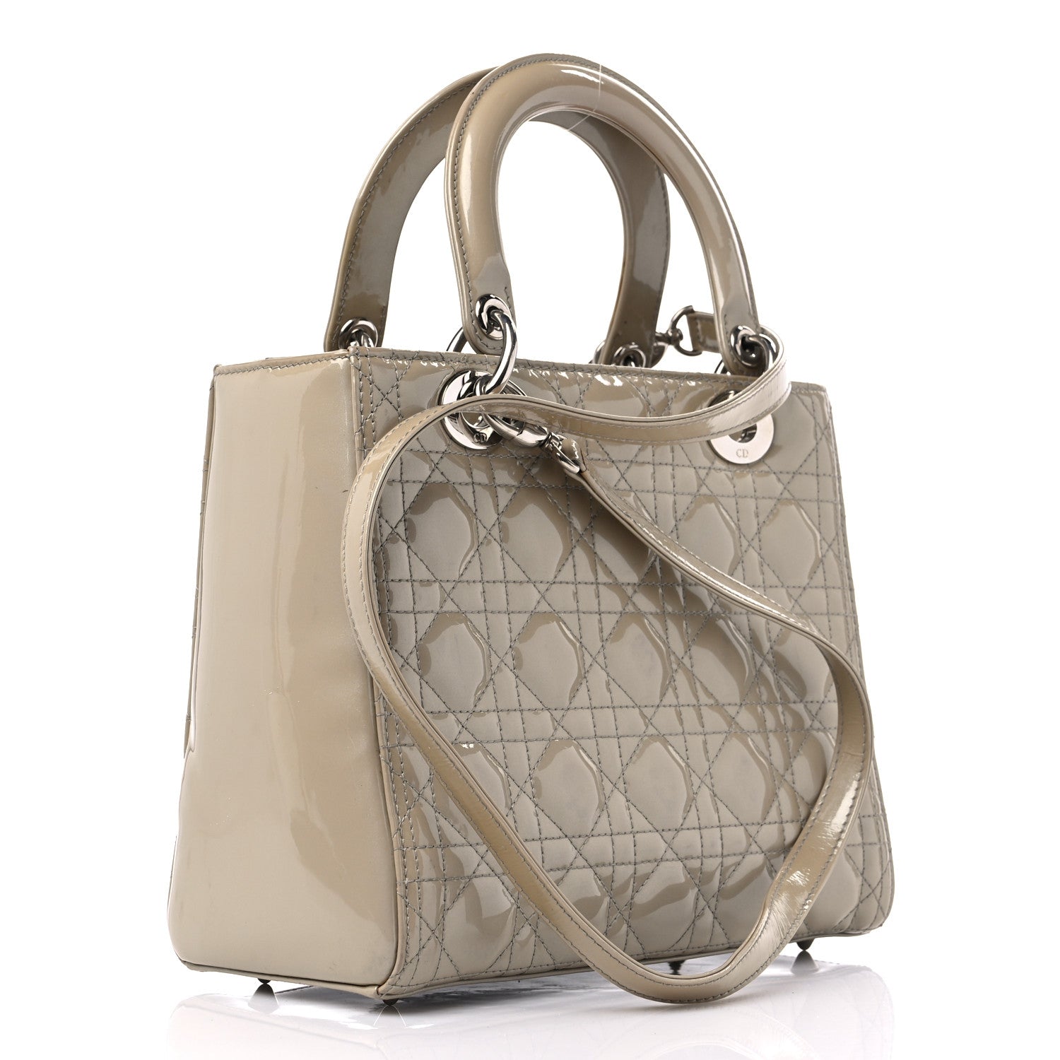 Christian Dior Patent Cannage Medium Lady Dior Beige 3 of 13