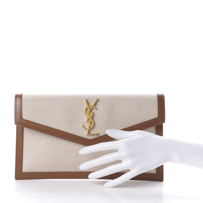 Saint Laurent Canvas Uptown Pouch Natural Beige Brick 2 of 10