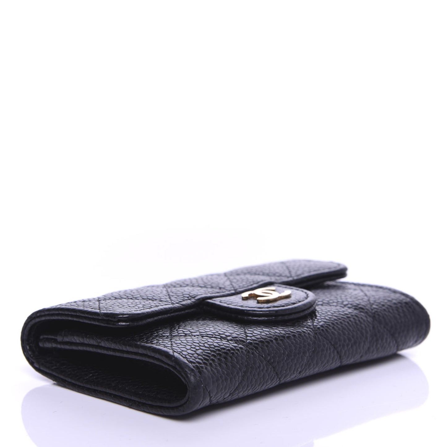 Caviar Quilted Flap Card Holder Black