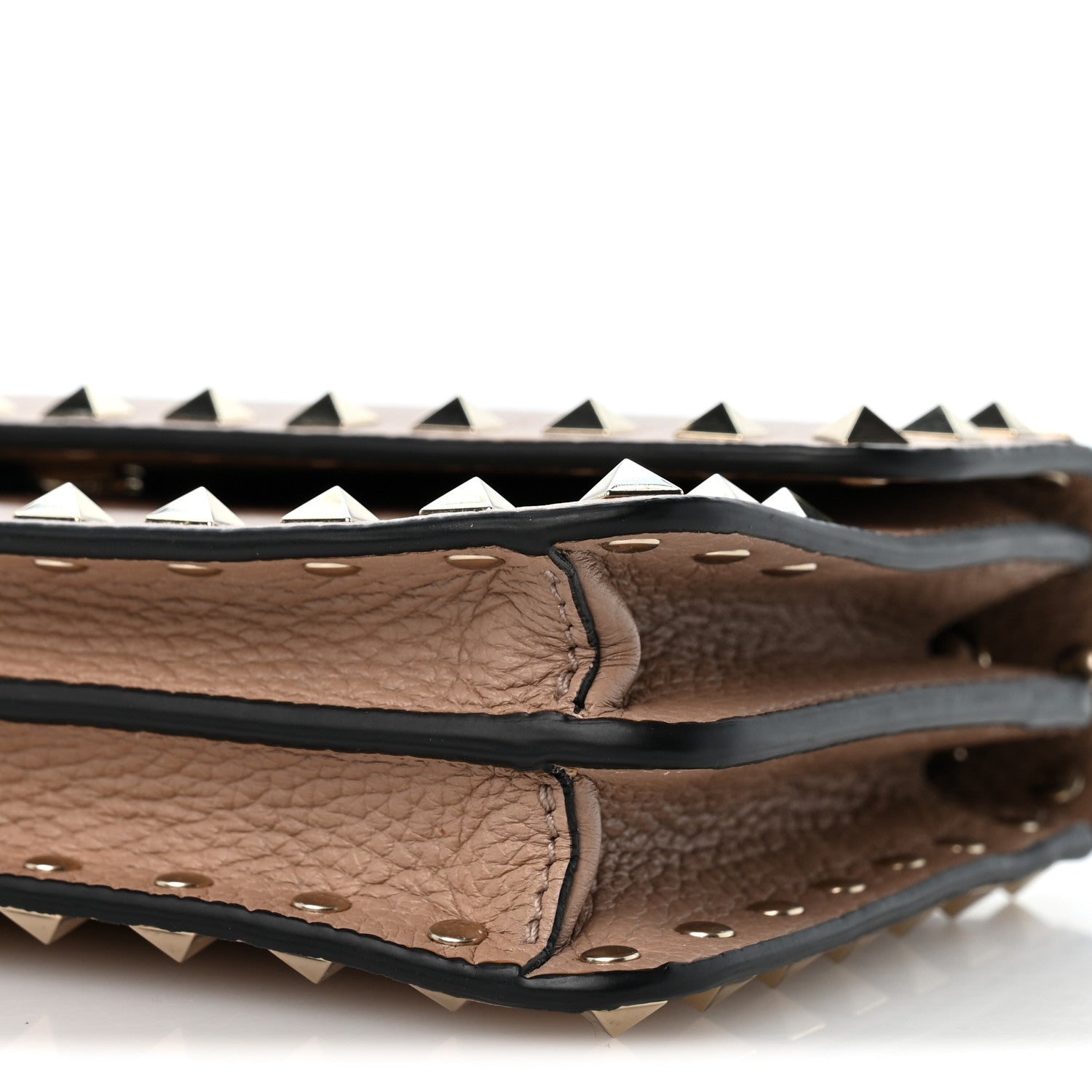 Valentino Garavani Pebbled Calfskin Rockstud Flap Wallet On Chain Poudre 9 of 12