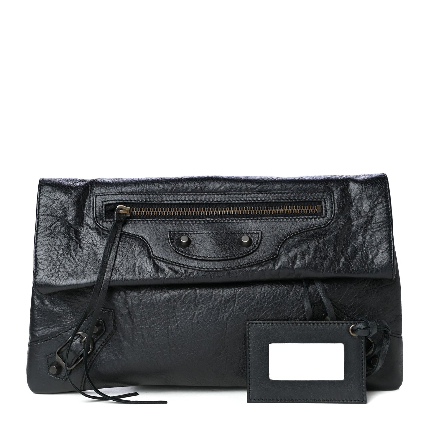 Agneau Classic Hardware Envelope Clutch Black