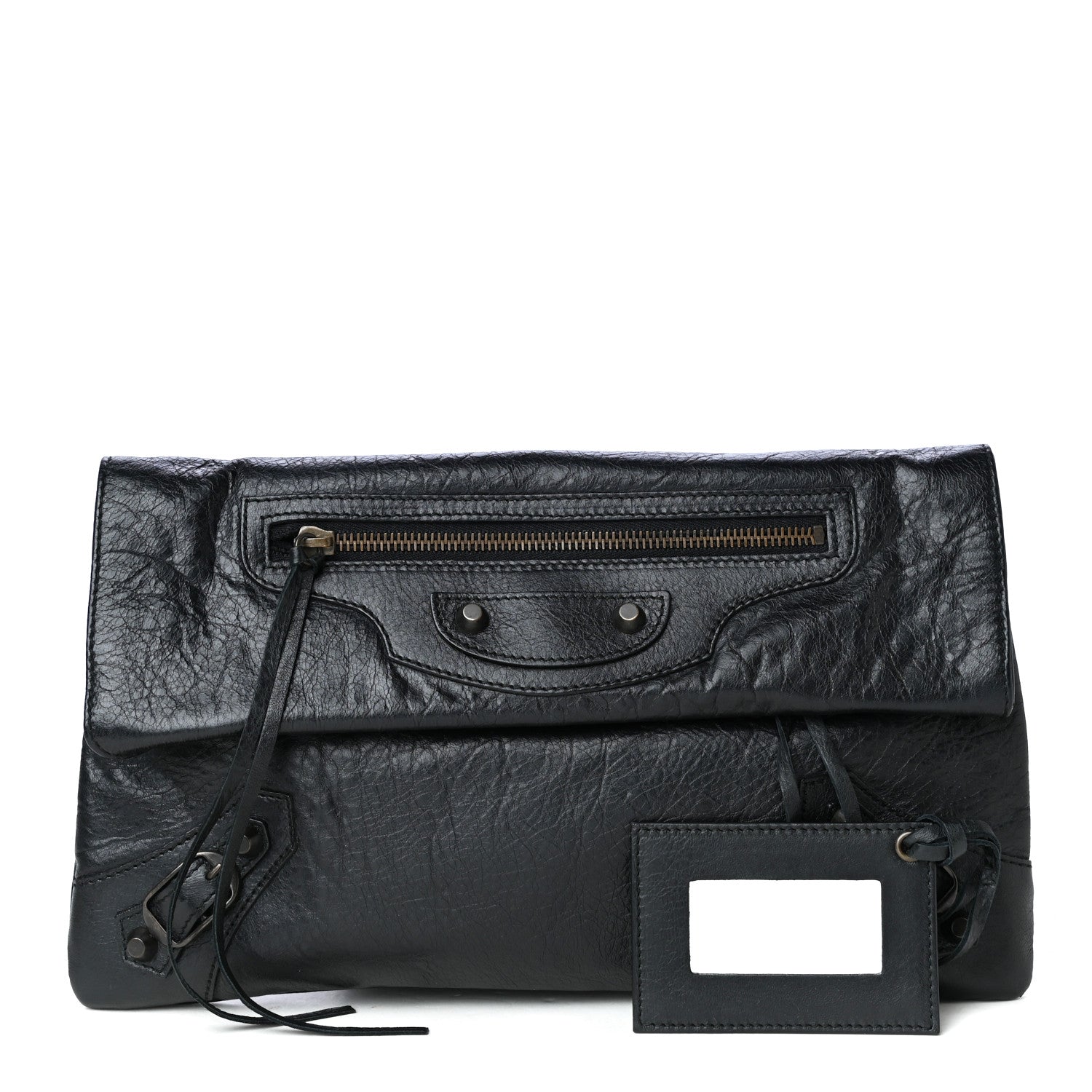 Balenciaga Agneau Classic Hardware Envelope Clutch Black 2 of 8