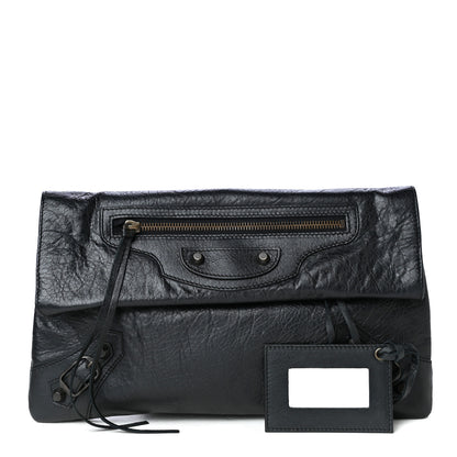 Balenciaga Agneau Classic Hardware Envelope Clutch Black 2 of 8