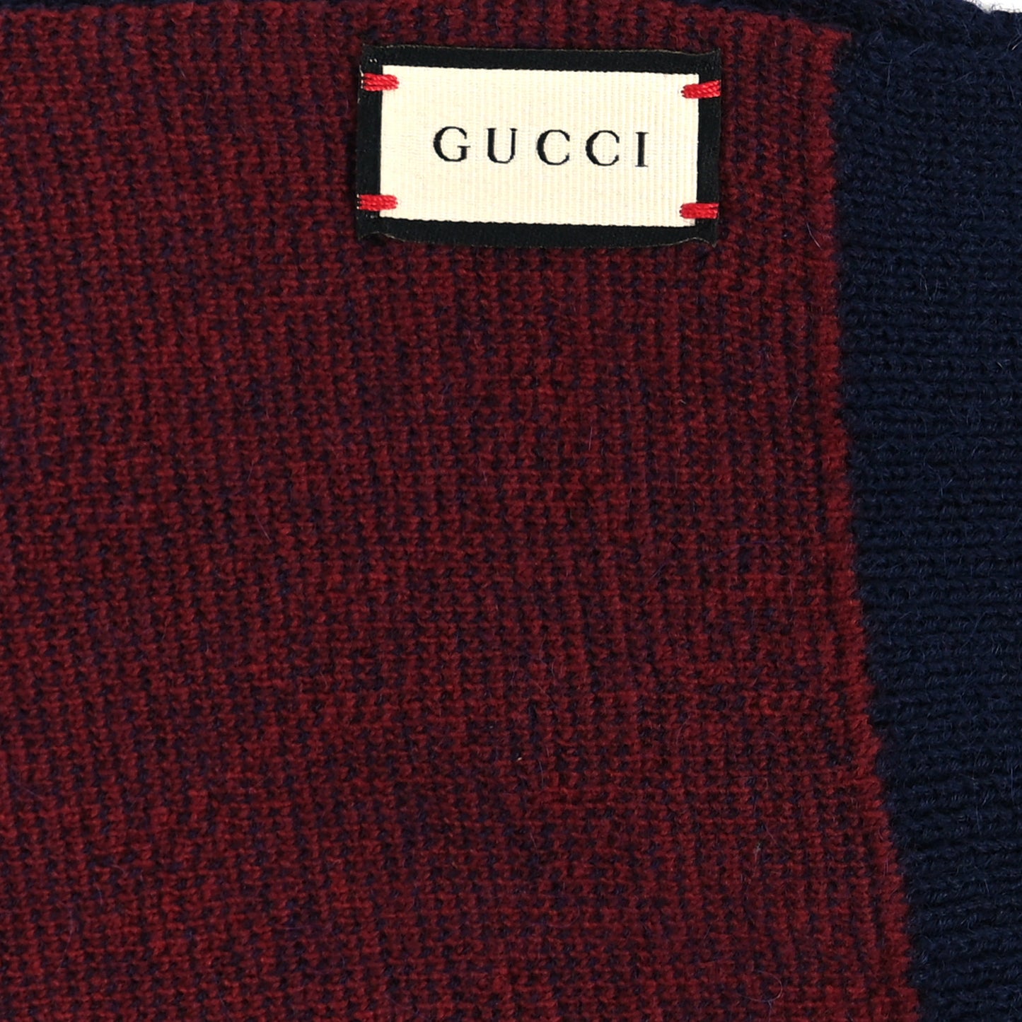 Alpaca Wool Knit GG Monogram Hog Scarf Navy Red