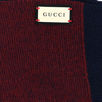 Gucci Alpaca Wool Knit GG Monogram Hog Scarf Navy Red 3 of 4