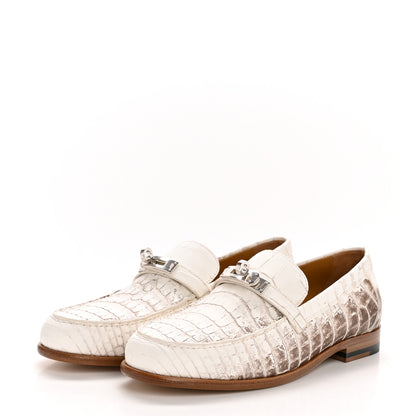 Hermes Matte Niloticus Crocodile Himalaya Womens Destin Loafer 38 Blanc 4 of 9