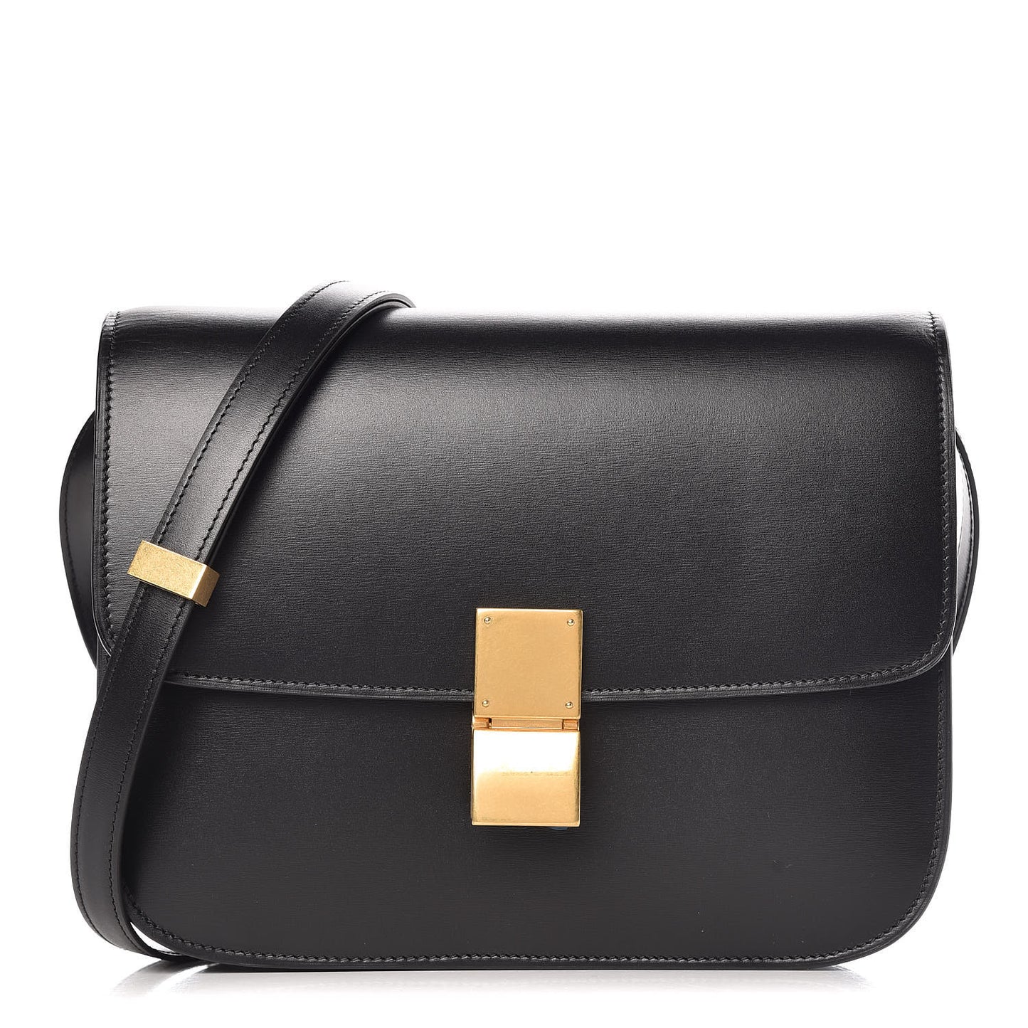 Box Calfskin Medium Classic Box Flap Bag Black