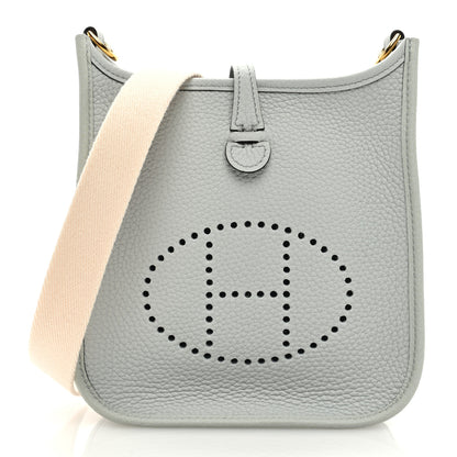 Hermes Taurillon Clemence Amazone Evelyne TPM Bleu Pale Nata 1 of 9