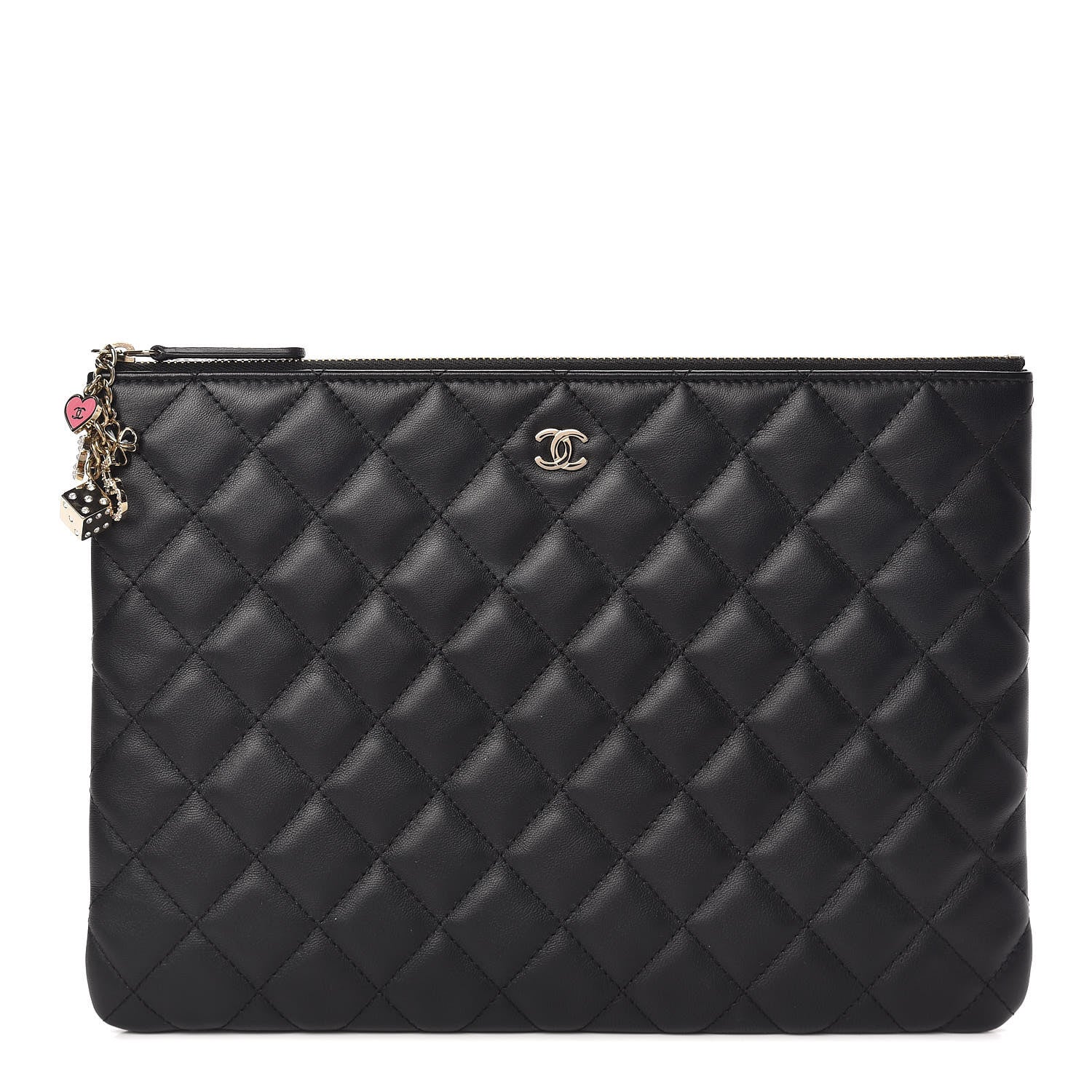 Chanel Lambskin Quilted Medium Casino Beauty CC Cosmetic Case Black 1 of 10