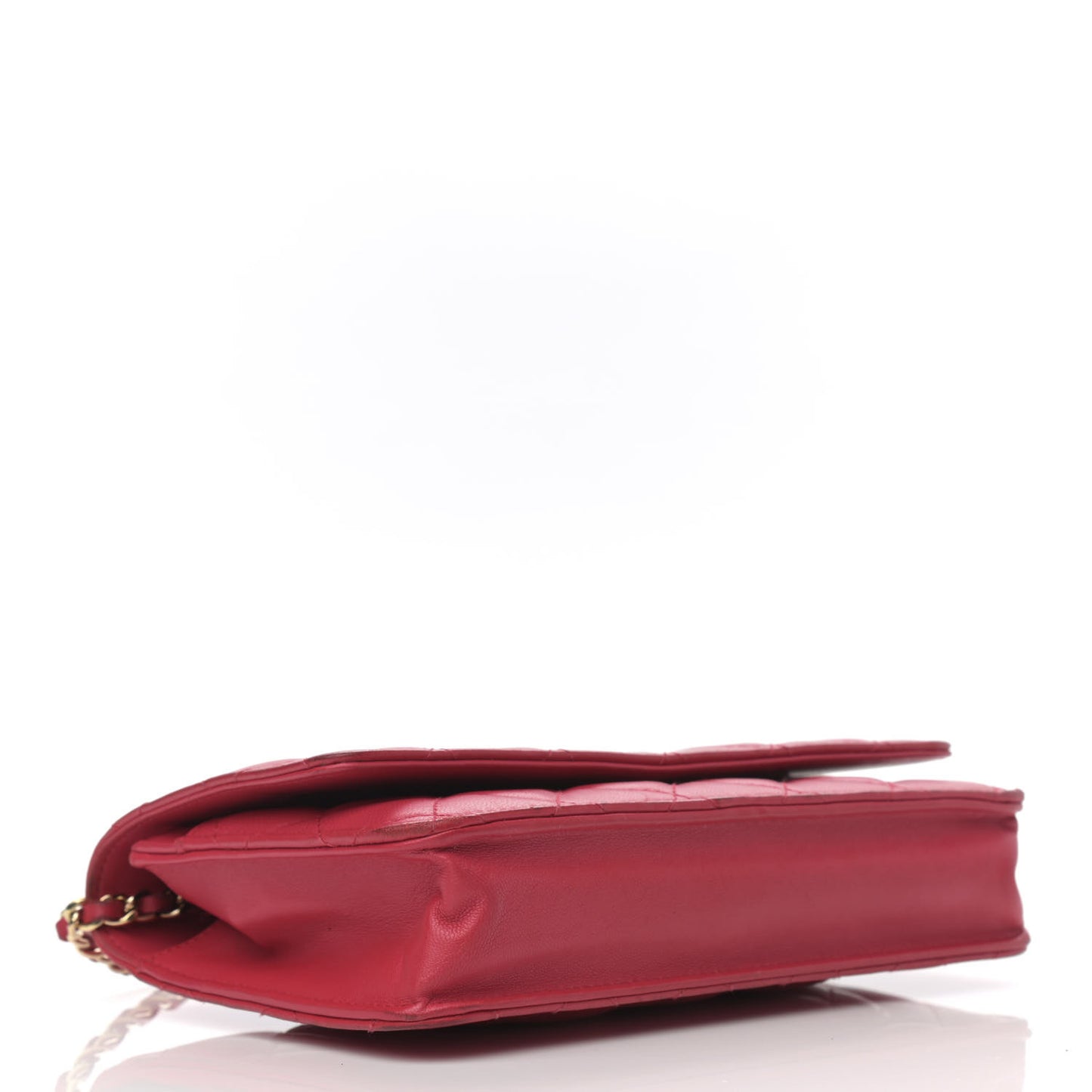 Lambskin Quilted Wallet On Chain WOC Dark Pink