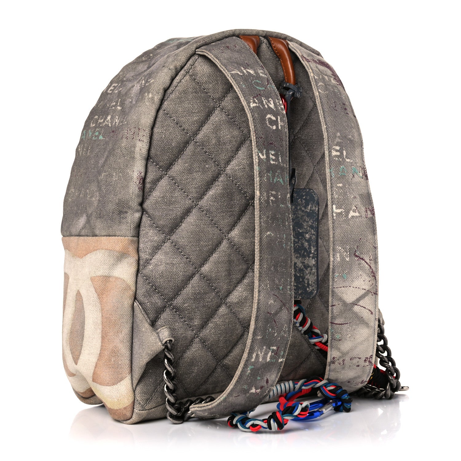Chanel Graffiti Printed Canvas Medium Backpack Grey 4 of 17